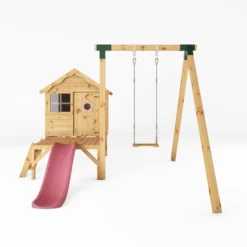 Mercia Snug Wooden Swing Set & Slide -Garden Store mercia snug wooden swing set slide5029442008264 02c
