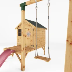 Mercia Snug Wooden Swing Set & Slide -Garden Store mercia snug wooden swing set slide5029442008264 05c