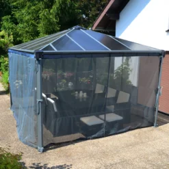 Palram - Canopia 3K Series Grey Polyester (PES) Gazebo Netting, Pack Of 6 (L)2170mm (W)3660mm -Garden Store palram canopia 3k series grey polyester pes gazebo netting pack of 6 l 2170mm w 3660mm7290108130751 04i