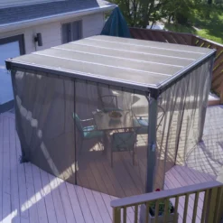 Palram - Canopia 3K Series Grey Polyester (PES) Gazebo Netting, Pack Of 6 (L)2170mm (W)3660mm -Garden Store palram canopia 3k series grey polyester pes gazebo netting pack of 6 l 2170mm w 3660mm7290108130751 06i