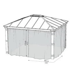 Palram - Canopia Dallas Grey Polyester (PES) Gazebo Netting, Pack Of 4 (L)2120mm (W)4090mm -Garden Store palram canopia dallas grey polyester pes gazebo netting pack of 4 l 2120mm w 4090mm7290108602685 01t