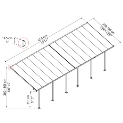 Palram - Canopia Feria White Non-retractable Awning, (L)7.87m (H)3.05m (W)3.85m -Garden Store palram canopia feria white non retractable awning l 7 87m h 3 05m w 3 85m7290103122737 01t bq