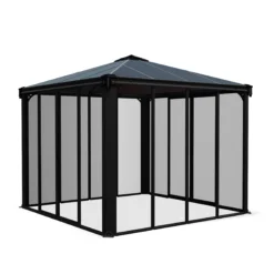 Palram - Canopia Ledro Grey Rectangular Gazebo, (W)2.95m (D)2.95m - Assembly Required -Garden Store palram canopia ledro grey rectangular gazebo w 2 95m d 2 95m assembly required7290108136524 01c bq