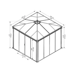 Palram - Canopia Ledro Grey Rectangular Gazebo, (W)2.95m (D)2.95m - Assembly Required -Garden Store palram canopia ledro grey rectangular gazebo w 2 95m d 2 95m assembly required7290108136524 01t bq