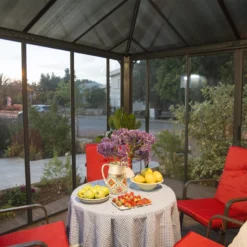 Palram - Canopia Ledro Grey Rectangular Gazebo, (W)2.95m (D)2.95m - Assembly Required -Garden Store palram canopia ledro grey rectangular gazebo w 2 95m d 2 95m assembly required7290108136524 02i bq