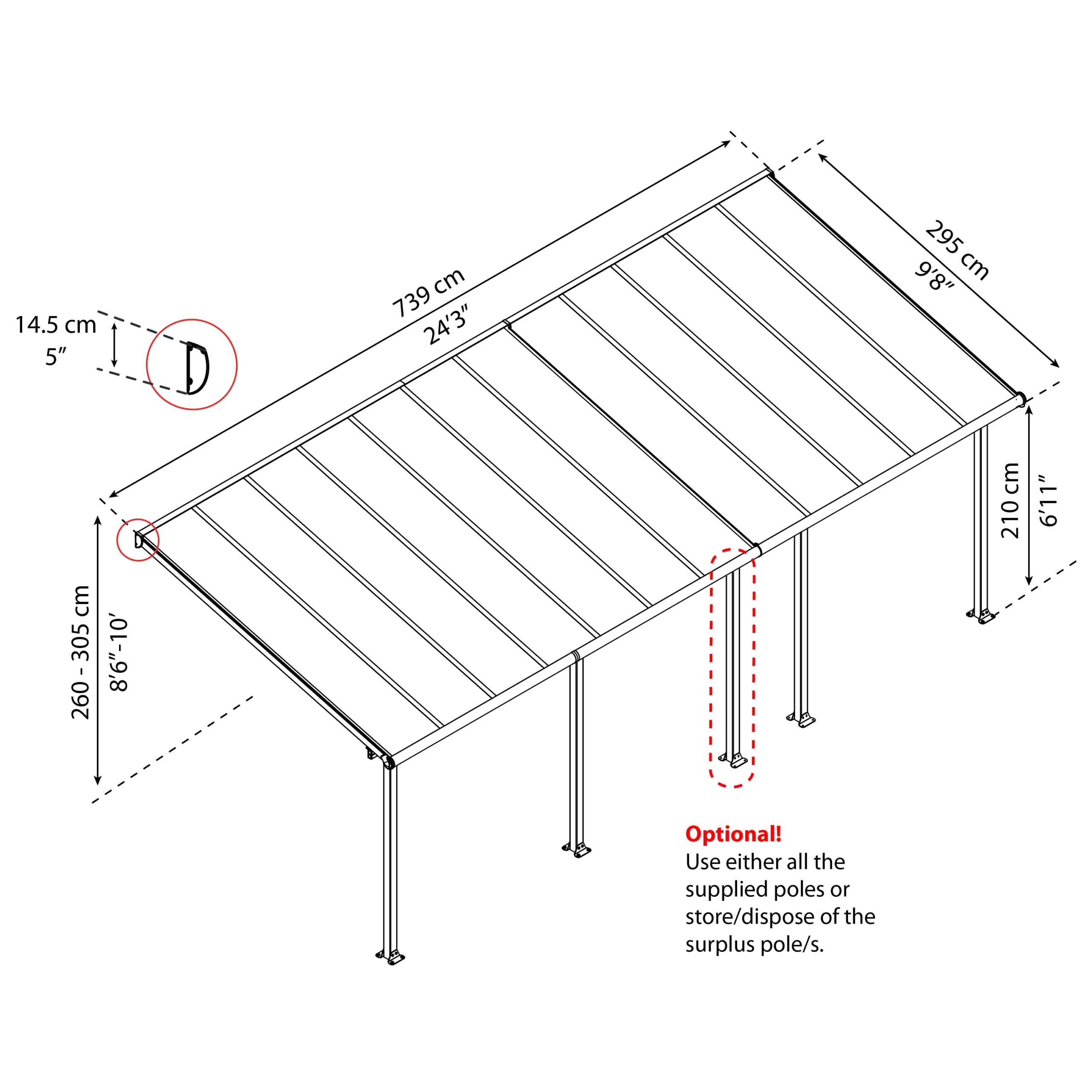 Palram - Canopia Olympia White Non-retractable Awning, (L)7.39m (H)3.05m (W)2.95m 9 Palram - Canopia Olympia White Non-retractable Awning, (L)7.39m (H)3.05m (W)2.95m - Image 7