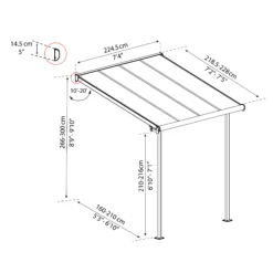 Palram - Canopia Sierra Grey Non-retractable Awning, (L)2.25m (H)3m (W)2.28m -Garden Store palram canopia sierra grey non retractable awning l 2 25m h 3m w 2 28m7290108131307 01t bq