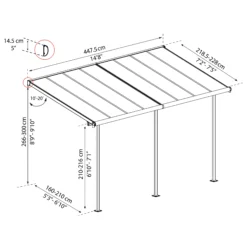 Palram - Canopia Sierra Grey Non-retractable Awning, (L)4.48m (H)3m (W)2.28m -Garden Store palram canopia sierra grey non retractable awning l 4 48m h 3m w 2 28m7290108138535 01t bq