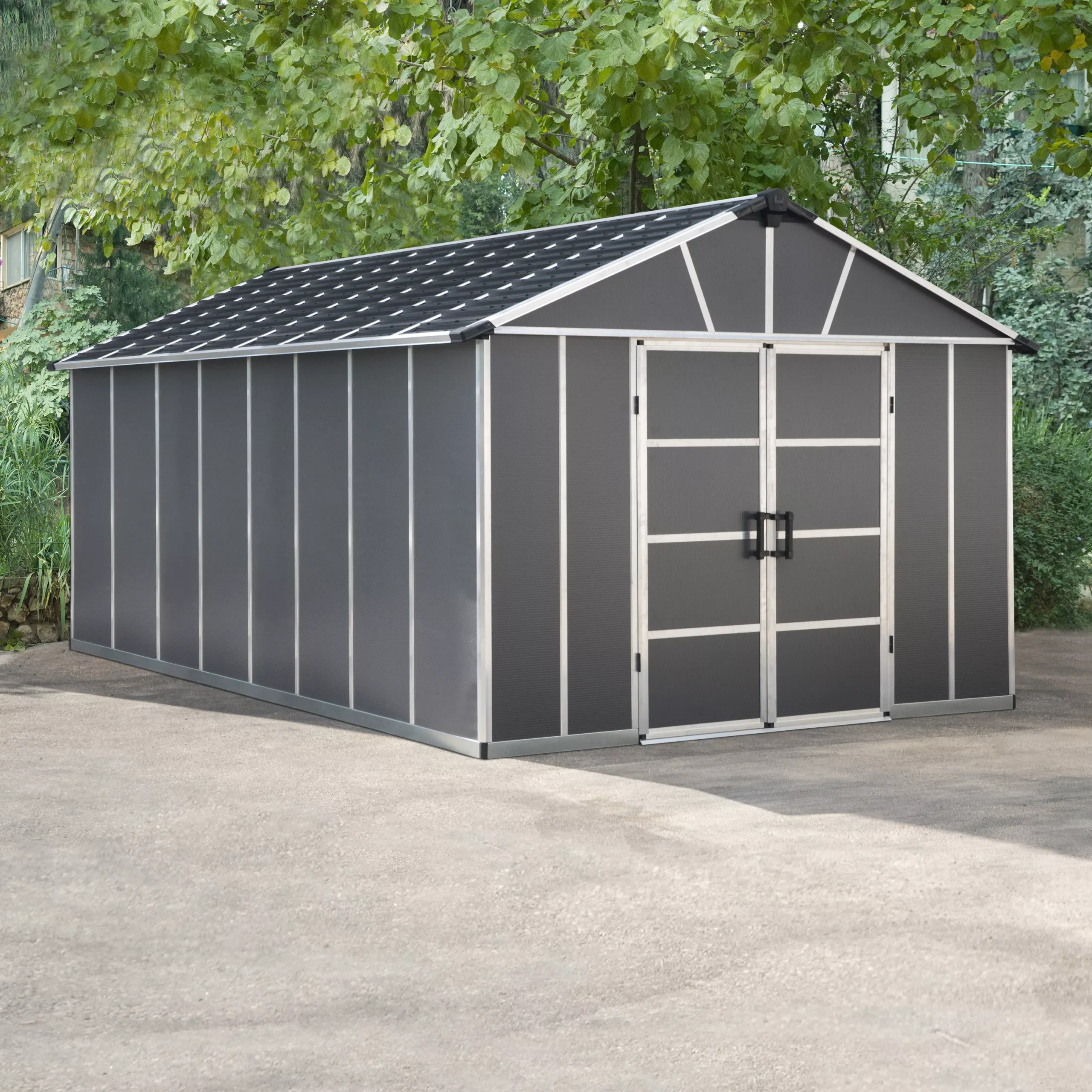 Palram - Canopia Yukon 11x17.2 Apex Dark Grey Plastic Shed 3 Palram - Canopia Yukon 11x17.2 Apex Dark Grey Plastic Shed