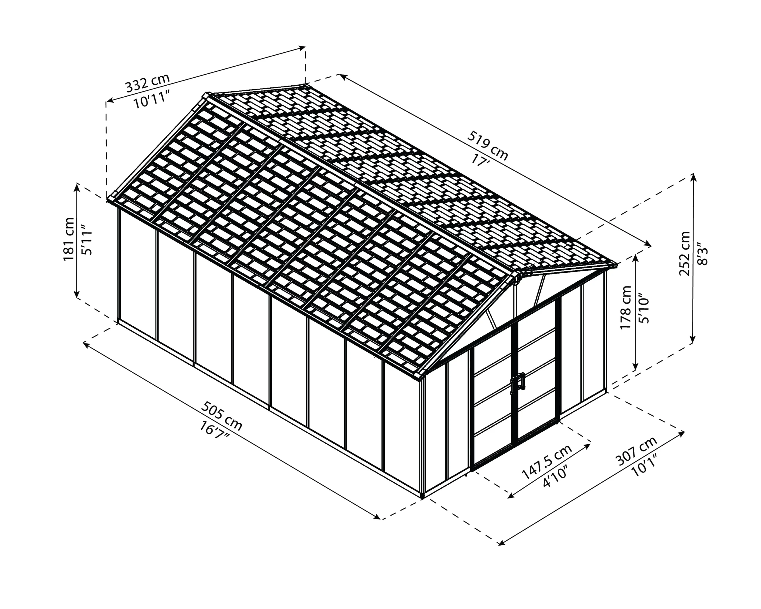 Palram - Canopia Yukon 11x17.2 Apex Dark Grey Plastic Shed 6 Palram - Canopia Yukon 11x17.2 Apex Dark Grey Plastic Shed - Image 4