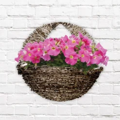 Panacea Natural Semi-circle Rattan Hanging Basket, 40cm -Garden Store panacea natural semi circle rattan hanging basket 40cm0093432886489 01i BQ
