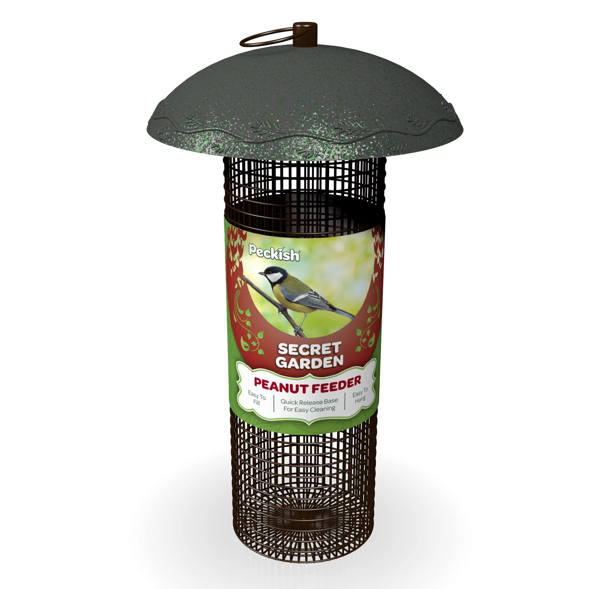 Peckish Secret Garden Steel Peanut Green Bird Feeder 0.7L 3 Peckish Secret Garden Steel Peanut Green Bird Feeder 0.7L
