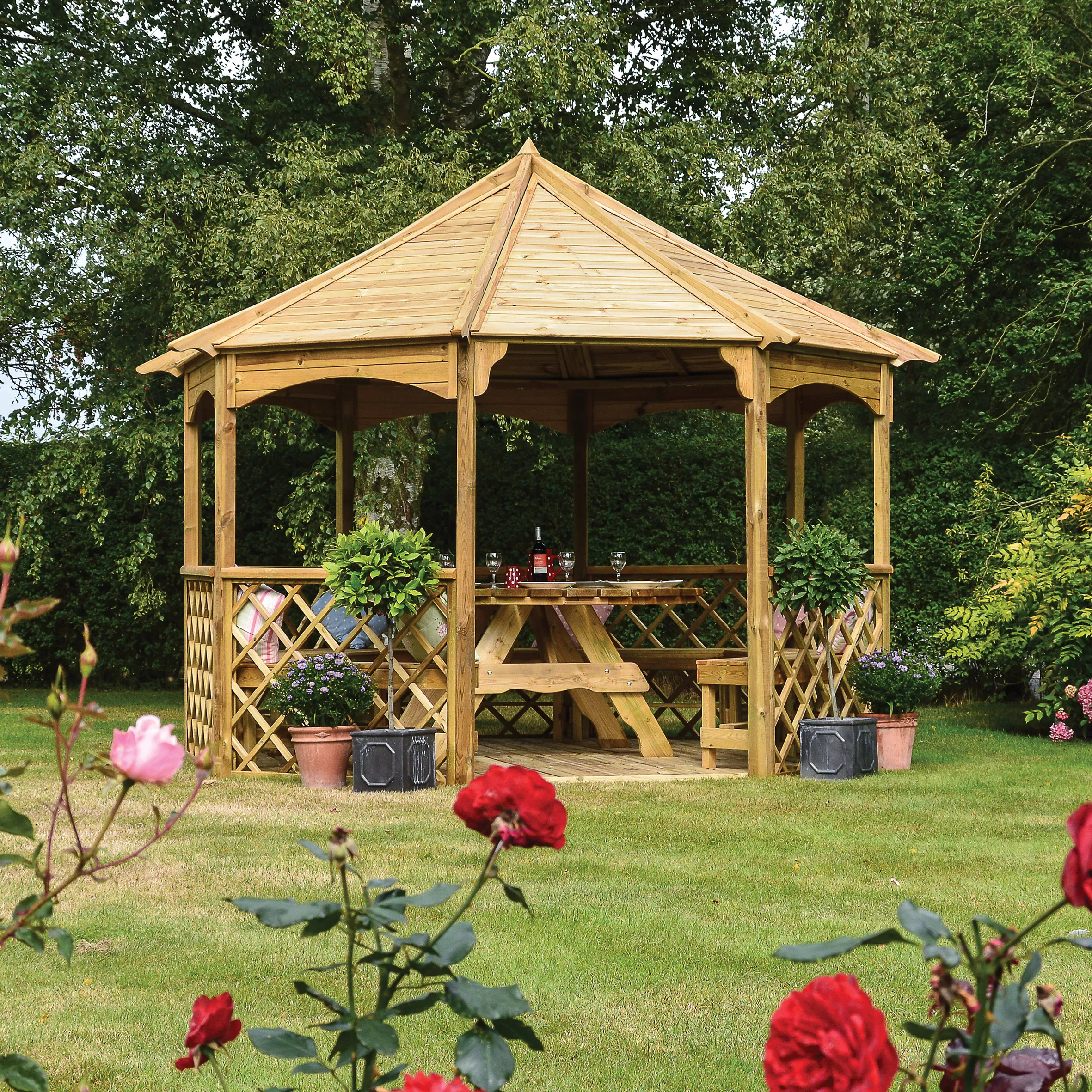 Rowlinson Buckingham Natural Octagonal Gazebo, (W)3.57m (D)3.57m - Assembly Required 3 Rowlinson Buckingham Natural Octagonal Gazebo, (W)3.57m (D)3.57m - Assembly Required