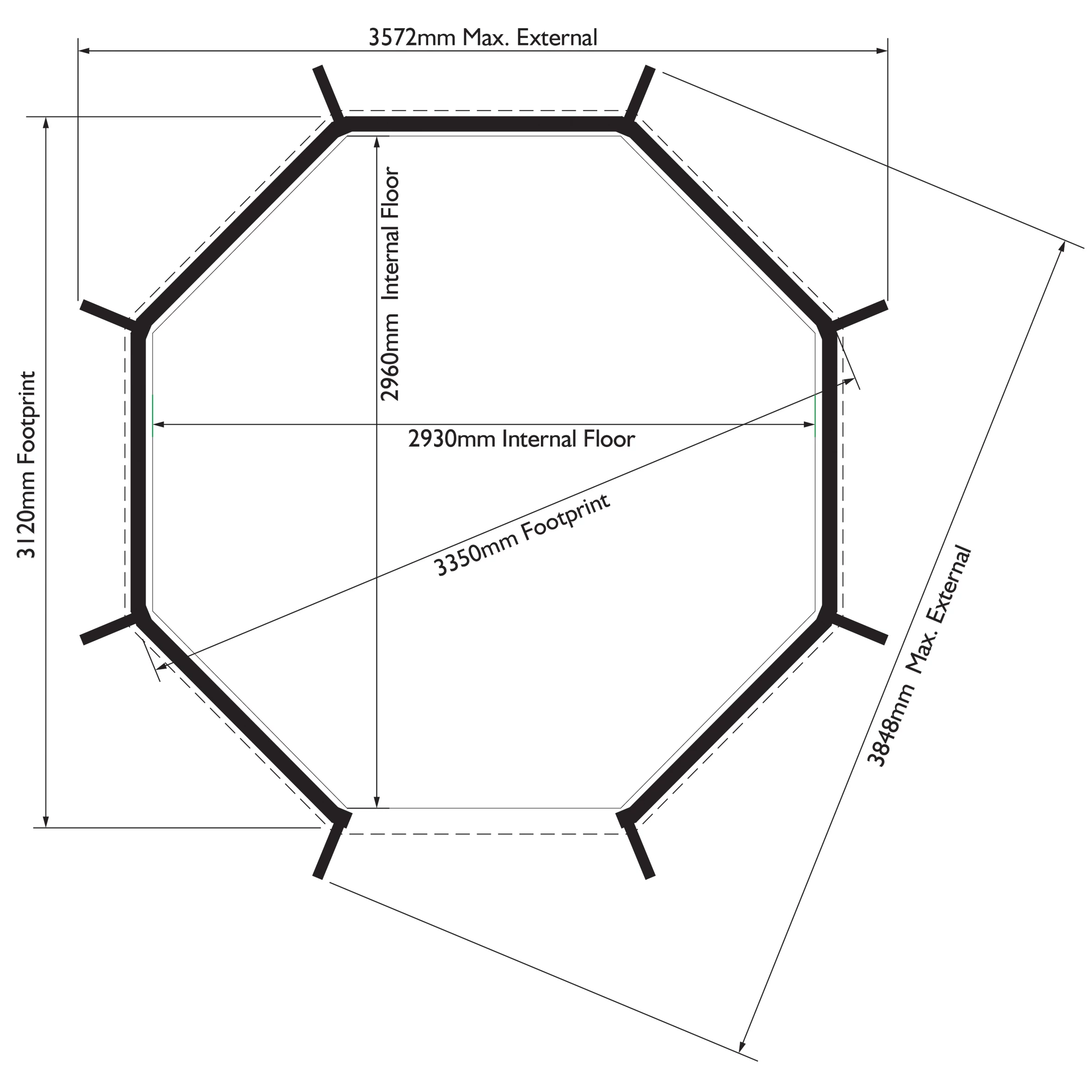 Rowlinson Buckingham Natural Octagonal Gazebo, (W)3.57m (D)3.57m - Assembly Required 5 Rowlinson Buckingham Natural Octagonal Gazebo, (W)3.57m (D)3.57m - Assembly Required - Image 3