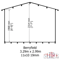 Shire Berryfield 11x10 Glass Apex Tongue & Groove Wooden Cabin - Base Not Included -Garden Store shire berryfield 11x10 glass apex tongue groove wooden cabin base not included5019804112319 01t bq