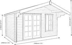 Shire Cannock 10x10 Toughened Glass Apex Tongue & Groove Wooden Cabin - Base Not Included -Garden Store shire cannock 10x10 toughened glass apex tongue groove wooden cabin base not included5019804314331 03t