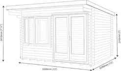 Shire Danbury 12x12 Glass Pent Tongue & Groove Wooden Cabin - Base Not Included -Garden Store shire danbury 12x12 glass pent tongue groove wooden cabin base not included5019804414710 01t