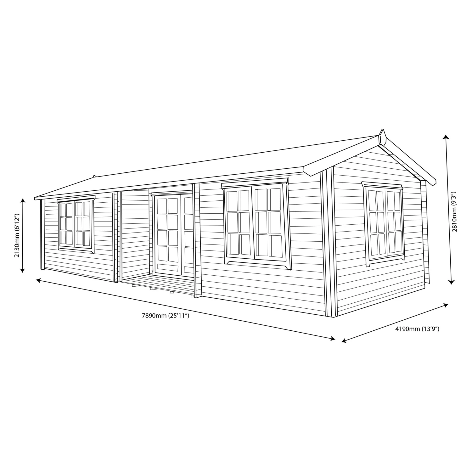 Shire Elveden 26x14 Glass Apex Tongue & Groove Wooden Cabin - Base Not Included 9 Shire Elveden 26x14 Glass Apex Tongue & Groove Wooden Cabin - Base Not Included - Image 7