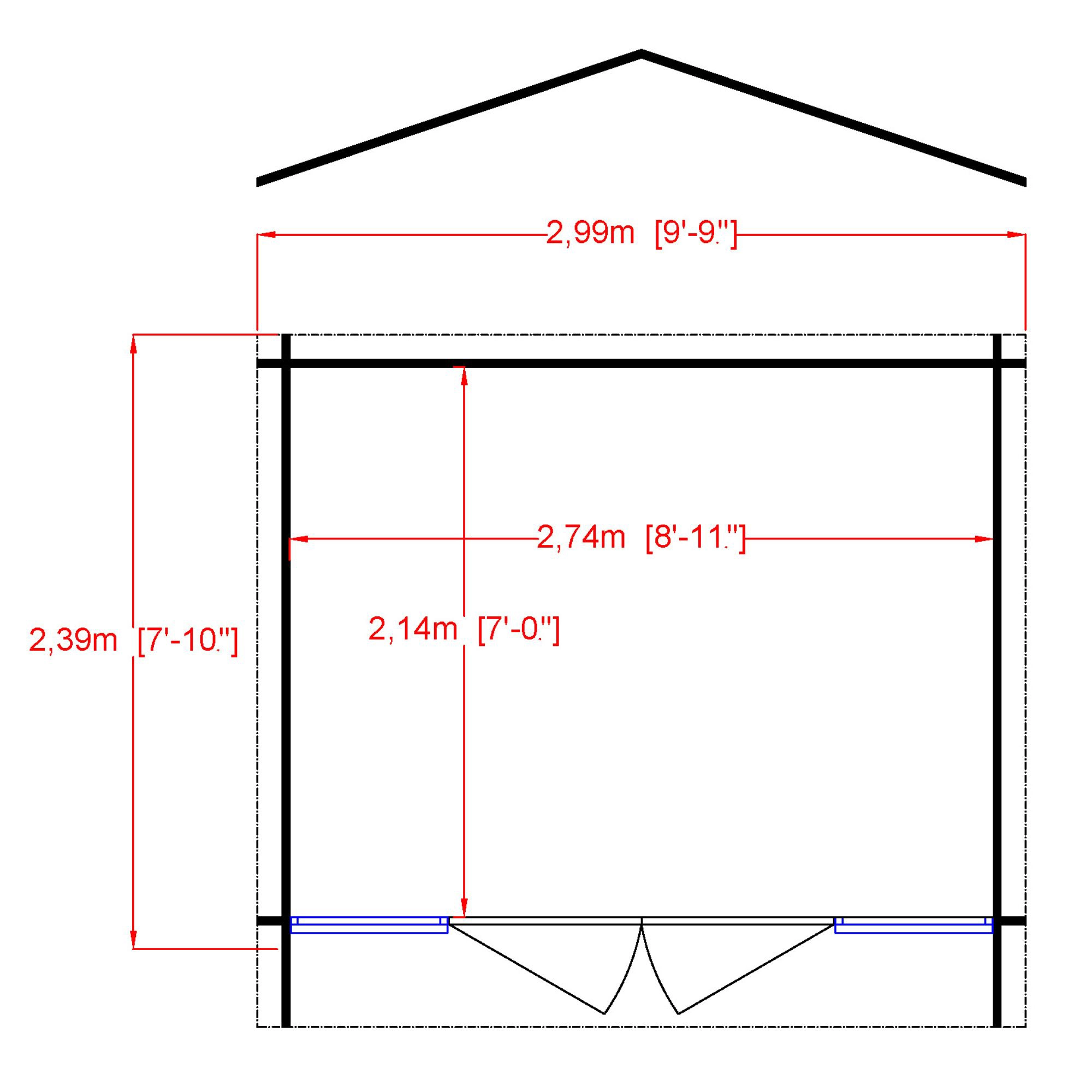 Shire Epping 10x8 Ft Toughened Glass Apex Tongue & Groove Wooden Cabin 6 Shire Epping 10x8 Ft Toughened Glass Apex Tongue & Groove Wooden Cabin - Image 4