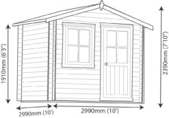 Shire Hartley 10x10 Apex Tongue & Groove Wooden Cabin (Base Included) -Garden Store shire hartley 10x10 apex tongue groove wooden cabin base included 5019804198863 03t
