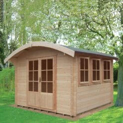 Shire Kilburn 12x14 Ft Toughened Glass Curved Tongue & Groove Wooden Cabin - Assembly Service Included