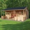 Shire Kingswood 18x20 Toughened Glass Apex Tongue & Groove Wooden Cabin - Base Not Included -Garden Store shire kingswood 18x20 toughened glass apex tongue groove wooden cabin base not included5019804194728 01i bq