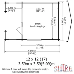 Shire Kinver 12x12 Toughened Glass Apex Tongue & Groove Wooden Cabin -Garden Store shire kinver 12x12 toughened glass apex tongue groove wooden cabin5019804111381 01i bq