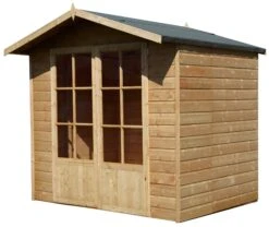 Shire Lumley 7x5 Toughened Glass Apex Shiplap Wooden Summer House - Base Included