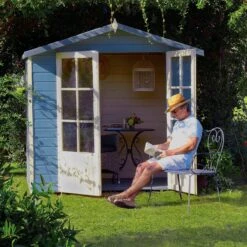 Shire Lumley 7x5 Toughened Glass Apex Shiplap Wooden Summer House - Base Included -Garden Store shire lumley 7x5 toughened glass apex shiplap wooden summer house base included5019804210282 02i bq
