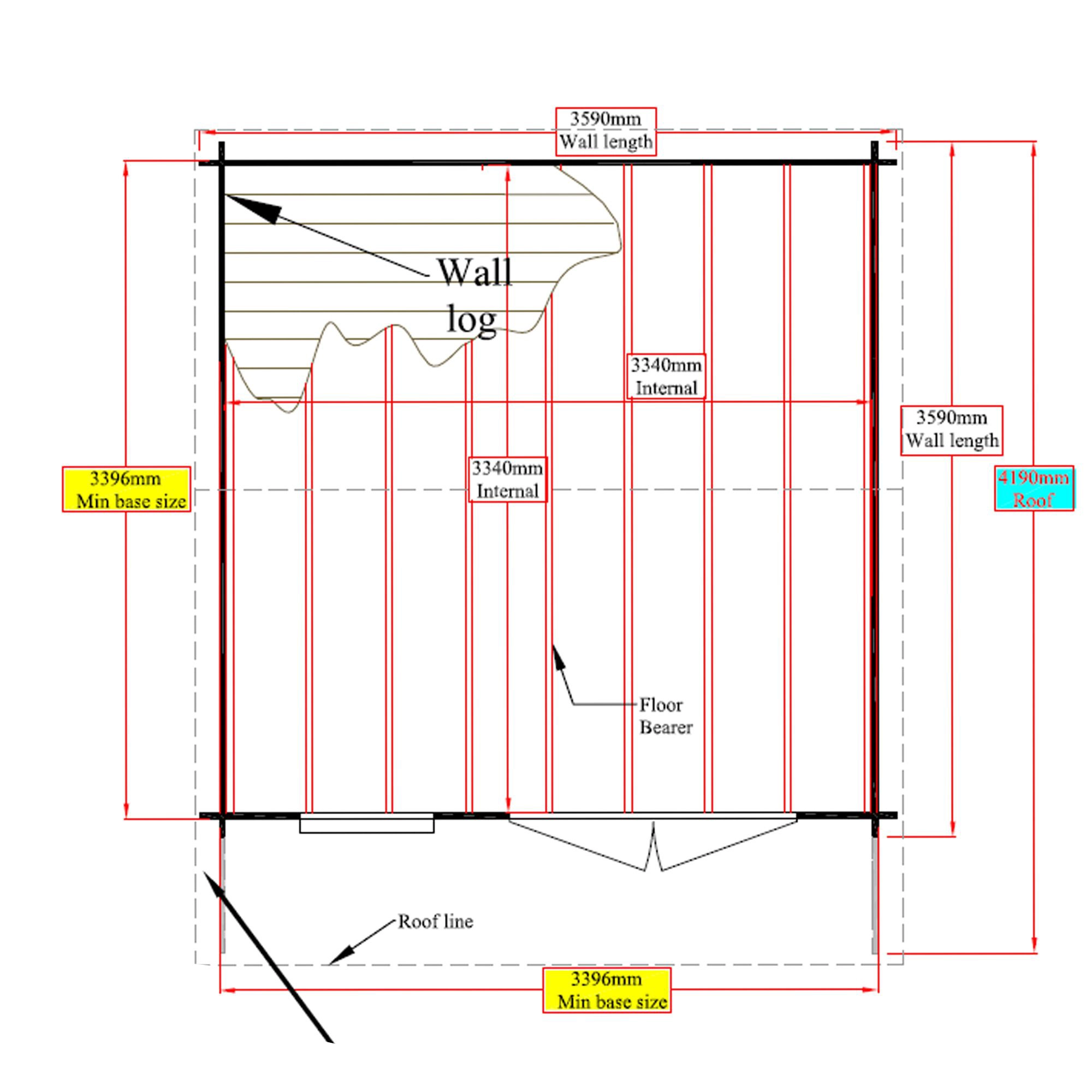 Shire Marlborough 12x12 Toughened Glass Apex Tongue & Groove Wooden Cabin - Base Not Included 9 Shire Marlborough 12x12 Toughened Glass Apex Tongue & Groove Wooden Cabin - Base Not Included - Image 7