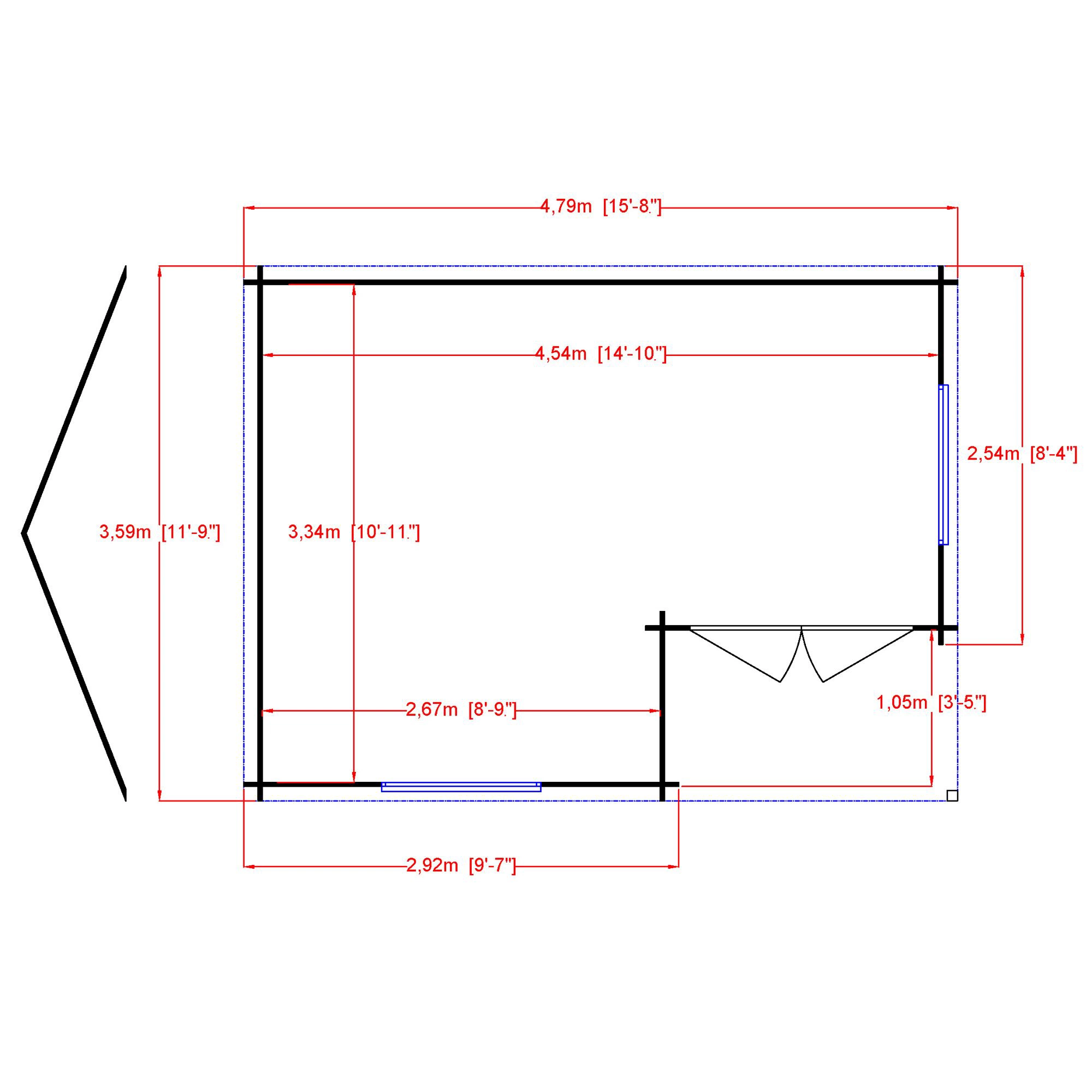 Shire Ringwood 12x16 Ft Toughened Glass Apex Tongue & Groove Wooden Cabin With Tile Roof - Assembly Service Included 4 Shire Ringwood 12x16 Ft Toughened Glass Apex Tongue & Groove Wooden Cabin With Tile Roof - Assembly Service Included - Image 2