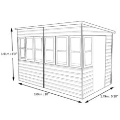 Shire Sun 10x10 Glass Pent Shiplap Wooden Summer House - Base Not Included -Garden Store shire sun 10x10 glass pent shiplap wooden summer house base not included5019804112067 01t