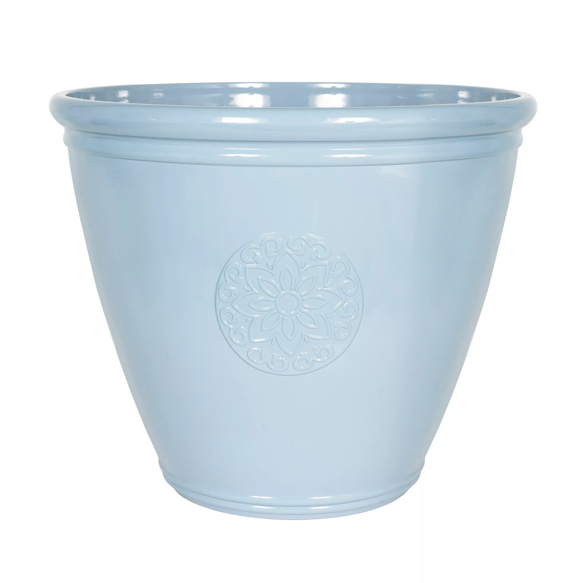 Southern Patio Sullivan Blue Polypropylene (PP) & Polystyrene (PS) Motif Emblem Round Plant Pot (Dia)45.5cm 3 Southern Patio Sullivan Blue Polypropylene (PP) & Polystyrene (PS) Motif Emblem Round Plant Pot (Dia)45.5cm