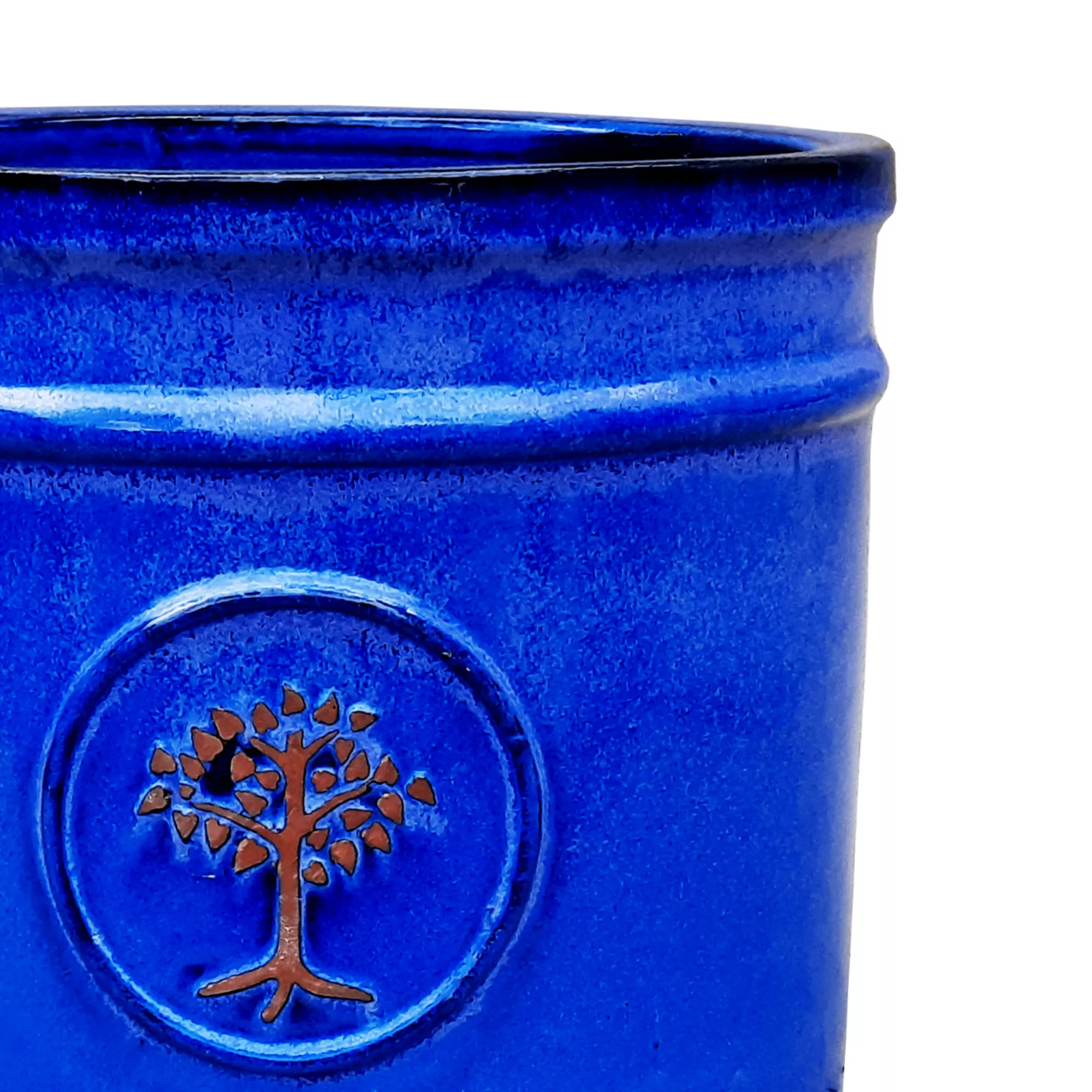 Verve Barcău Blue Ceramic Round Plant Pot (Dia)30cm 4 Verve Barcău Blue Ceramic Round Plant Pot (Dia)30cm - Image 2