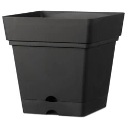 Verve Nurgul Dark Grey Plastic Square Plant Pot (Dia)38cm